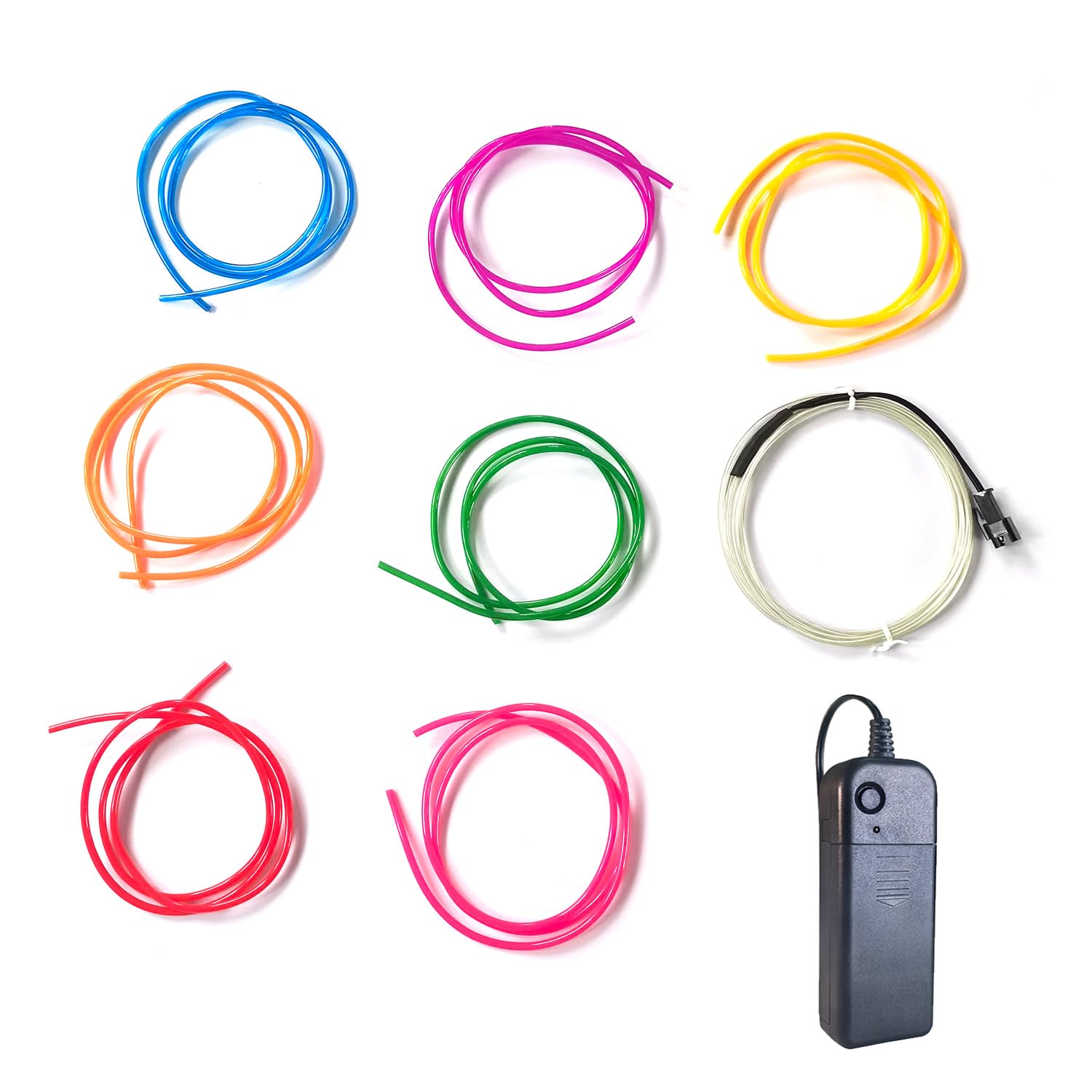 Photo 1 of MaxLax EL Wire DIY Mutilcolor, 9.8ft/3m Portable Battery Pack Neon Lights Strip 360° Cuttable Glowing Rope Lights for Parties, Halloween