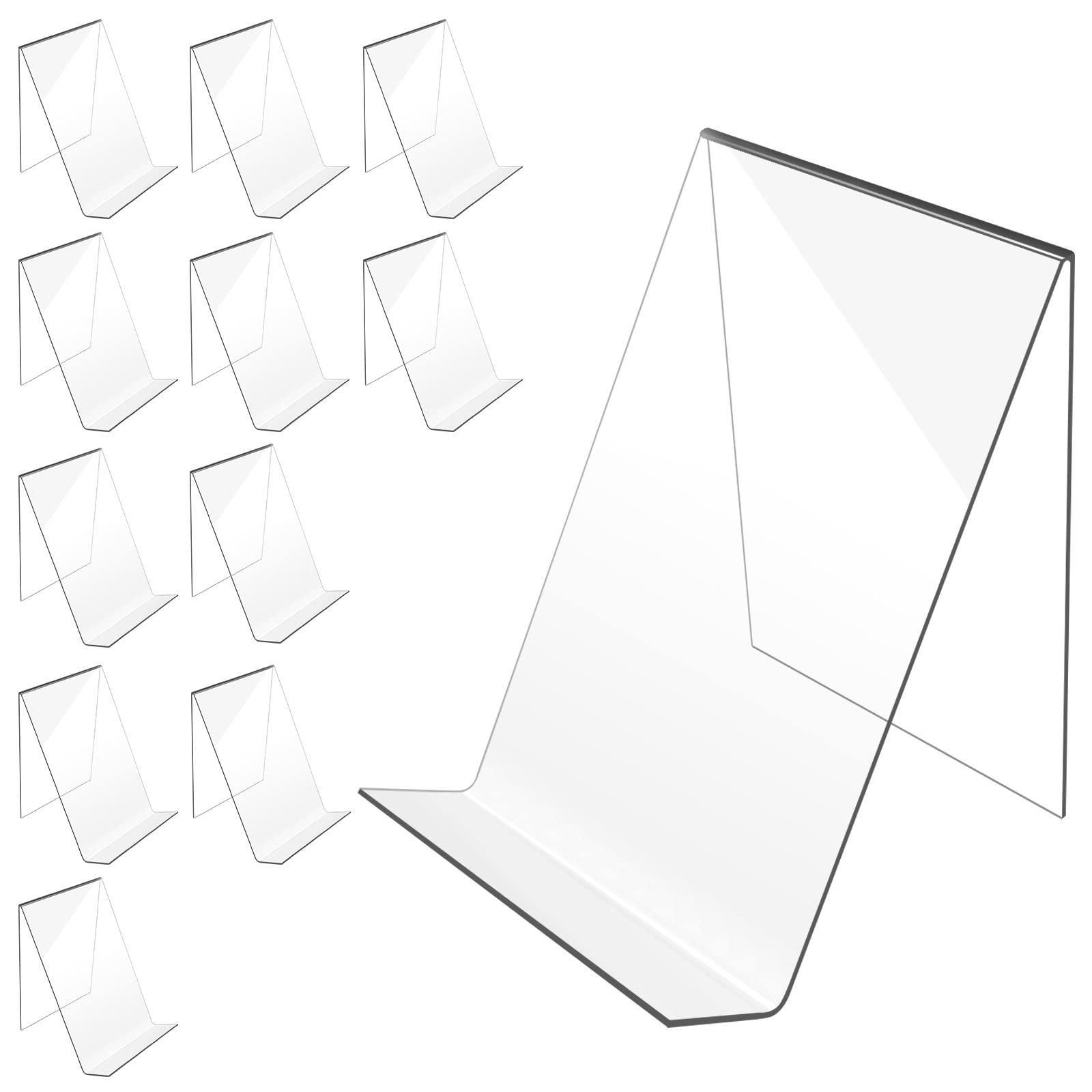 Photo 1 of trophable 12PACK Acrylic Book Stand, 4x5 Inch Clear Book Display Easel Clear Acrylic Holder for Displaying Picture?Notebooks,Music Sheets Artworks,CDs