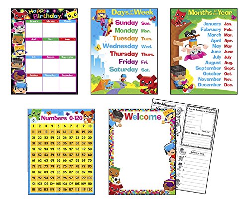 Trend Enterprises Classroom Basics Block Stars! Learning Chats Combo Pack (5 Piece), 17" x 22"