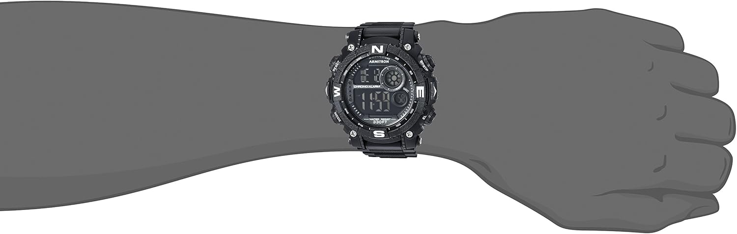 Armitron Sport Men's 40/8284BLK Digital Chronograph Black Resin Strap Watch: Watches