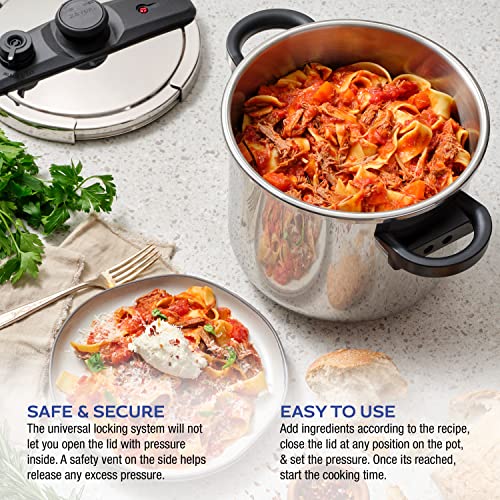 Zavor EZLock Stove Top Pressure Cooker 7 Quart Stainless Steel, Multi