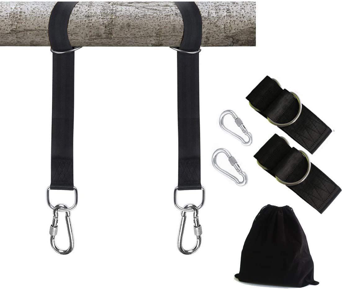 YELAIYEHAO Upgrade Welded Tree Swing Hanging Kit - 2 Strap & Snap Carabiner Hook - Holds 2100lbs - Easy & Fast Installation - Perfect for Swings, Hammocks - 100% Weather/Waterproof (2 PCS)