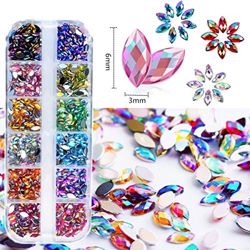 editTime 5000 Pieces (5 Boxes) Shiny Colorful Nail Art Rhinestones Nail Stone Gems Design Kit with a Curved Tweezers Rhinestone Picker and a Nail Art Brush (multicolor) - Thumbnail 4
