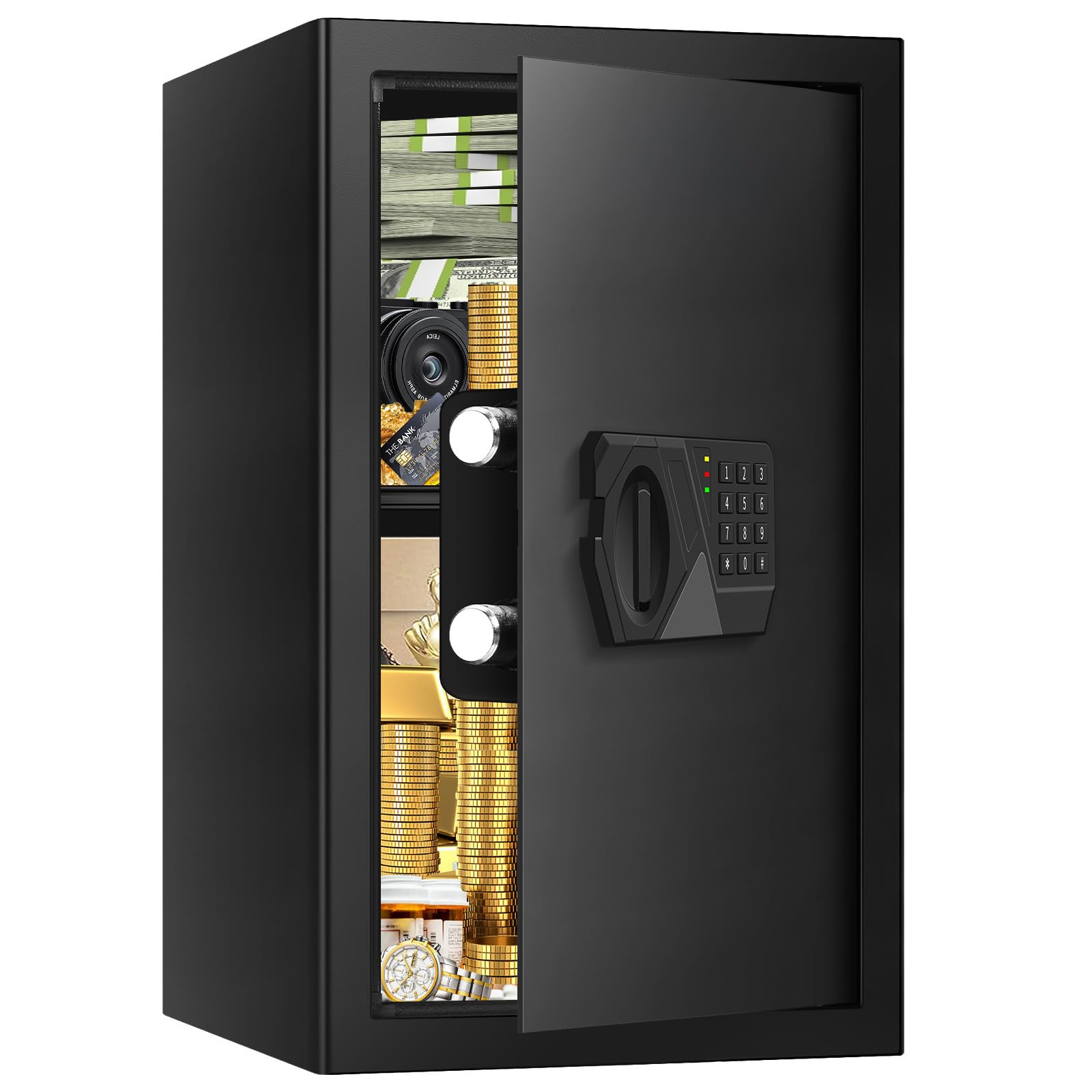 Photo 1 of 3.3 Cuft Large Safes for Home Use Fire and Water Proof, Fireproof Safe Box with Digital Keypad, Spare Keys and Removable Shelf, Personal Home Safe Box for Documents Money Firearm Valuables