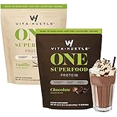 VitaHustle All-in-One Nutrition Shake, Chocolate and Vanilla (2 Pack) - Plant Based Protein Powder by Kevin Hart – Vegan Meal Replacement Shake with KSM66 Ashwagandha & 86+ Superfoods - Meal Replacement Powder