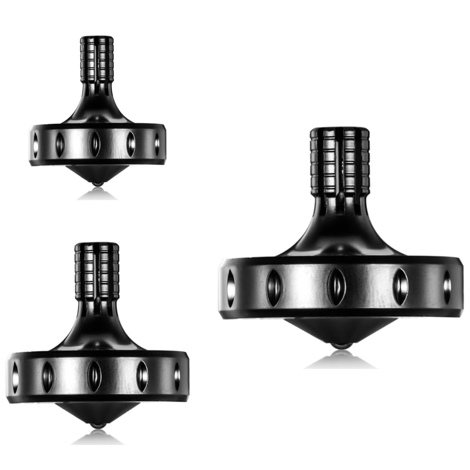 LOQATIDIS Precision Metal Spinning Top, Perfectly Balanced, Spin Smooth, Long Rotation Time, Easily Over 10 Minutes, Portable EDC Toy (3PCS L+M+S, Black) — image 1