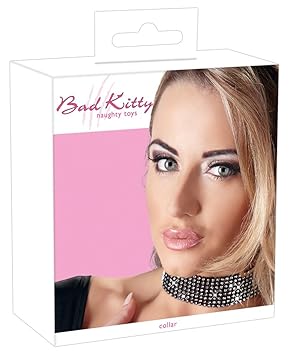 Bad Kitty Halsband - sexy Choker für Frauen, erotisches Halsband mit Strass-Elementen zur Verführung des Partners, schwarz
