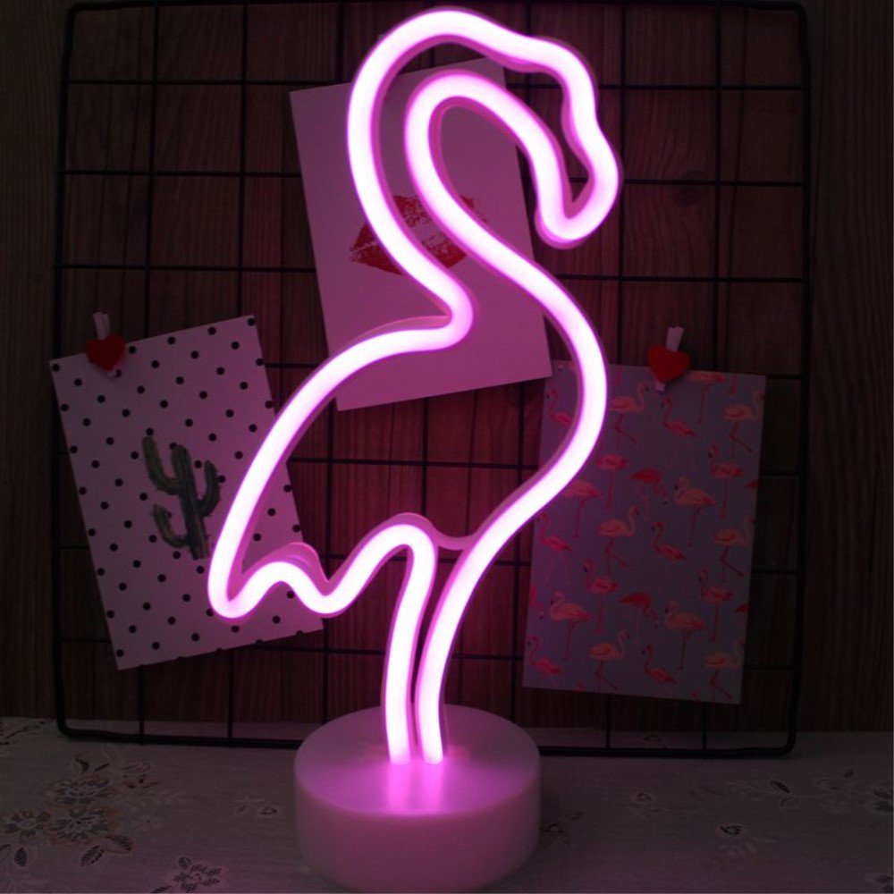 Fantasee - Flamingo Neon Signs, Decorative Bedroom Night Lights USB and Battery Operated for Living Room, Bedroom, Home, Wedding, Party, Christmas Kids Toys, Birthday Gift, Festival (Flamingo)
