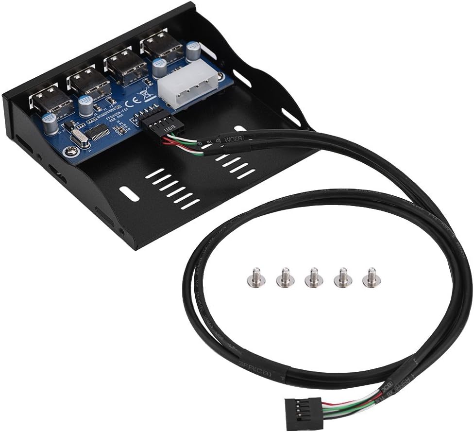 Floppy Front Panel,USB2.0 Floppy Front Panel 3.5'' Metal Construction Floppy Bay 9 Pin to 4 Interface USB 2.0 HUB,Plug and Play,Transfer Videos,Music,Photos,and Data Files at Blazing Fast Speed