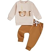 Frietlebird Baby Boy First Birthday Outfit Long Sleeve One Year Birthday Sweatshirt and Pants Sets Cake Smash Outfit 2Pcs
