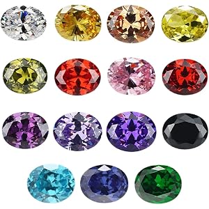 HBHBSQ Oval Cut Loose Mixed 15 Colors Synthetic Cubic Zirconia Stones for Rings Earrings Bracelets Necklaces Pendants DIY Jew