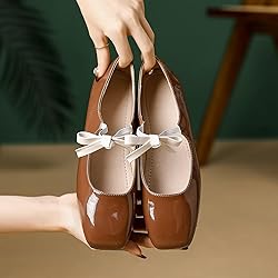 Hee grand Bowknot Mary Jane Flats for Women Shiny