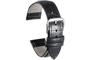 uxcell Leather Watch Band Embossed Alligator Pattern Cowhide Watch Strap 6 Colors Multi-sizes Replacement with Spring Bars for Men and Women