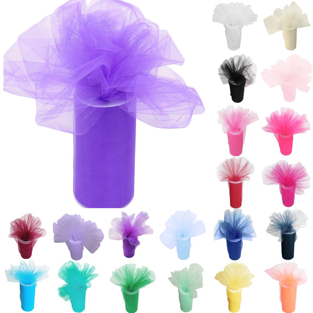 Time to Sparkle 6 Inchs x 25yards/75FT Tulle Roll Spool Tutu Party Birthday Wraping Crafts Bridal Bow Skirt Wedding Decor, Lilac — image 1