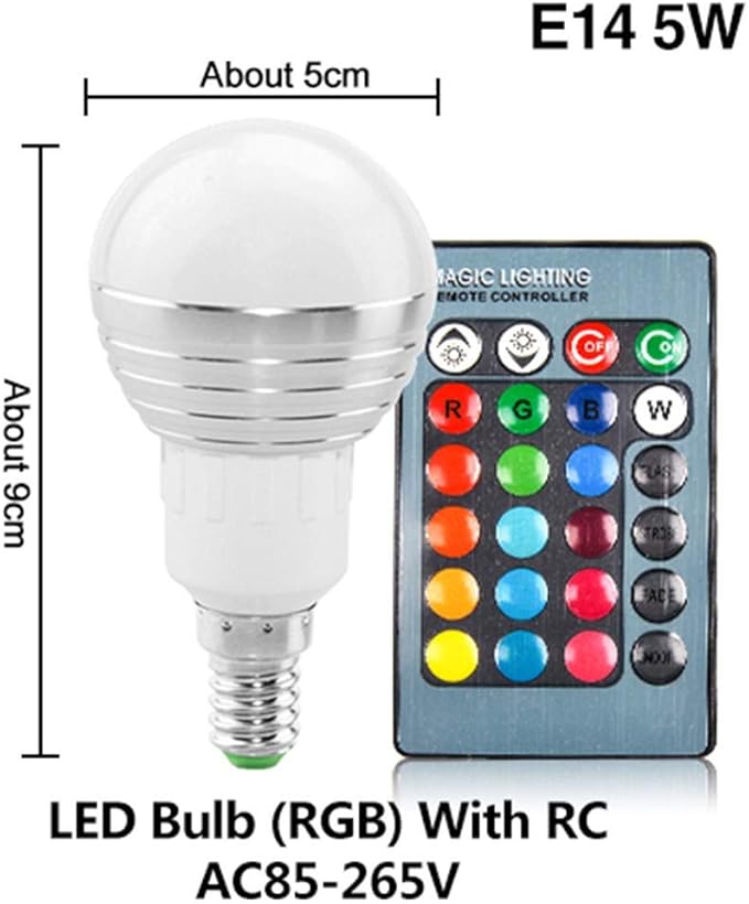 Glühbirne Mit Fernbedienung，Led Birne Lampe E27 E14 Rgb 5W Farbe Magic Spot Licht Fernbedienung