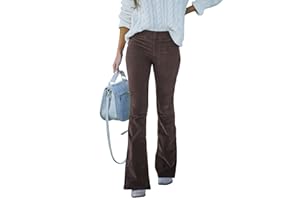 Sidefeel Women's Corduroy Flare Pants Elastic Waist Bell Bottom Trousers 2025 Fall Pants