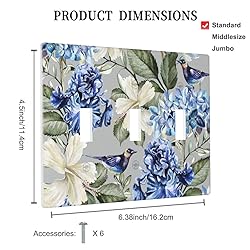 Pznen Triple Toggle Wall Plate, Blue Floral Spring