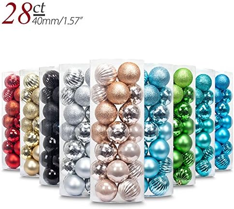 Yoland 1.57''/28ct Christmas Ball Plating Ornaments Tree Collection for Holiday Parties Decorations (1.57''/28ct, Champagne)