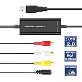 Top-Longer External USB 2.0 Video/Audio Capture Card for Mac OS X and Windows - S Video/Composite to USB Transfer Cable - Scart to RCA Adapter Included