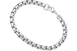 555Jewelry 5mm Stainless Steel Box Chain Bracelet for Men & Women, 6.5 to 9 Inch