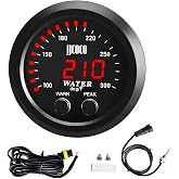 ZHSYMX 52mm Water Temperature Gauge with 1/8 NPT Sensor with Alarm | Universal Water Temperature Gauge Digital Meter Red Display Temp 100-300F(-17~187C)
