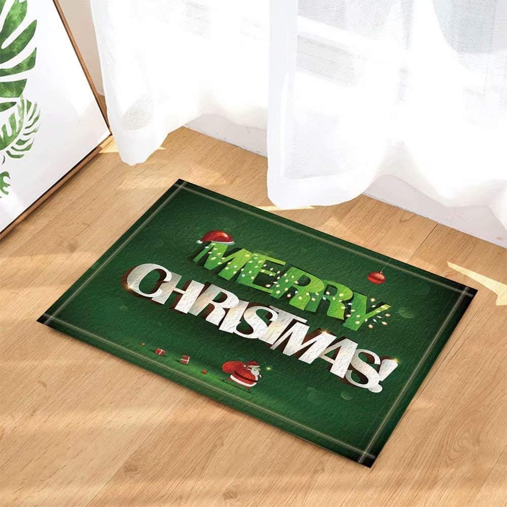 FEIYANG Carta de Feliz Navidad 3D con Papá Noel en alfombras de baño