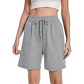 Womens Athletic Sweat Shorts Drawstring High Waisted Short Baggy Lounge Cotton Long Bermuda Shorts with Pockets
