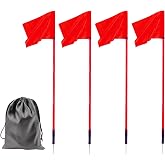 5FT Soccer Corner Flags for Soccer Field Set of 4, With Storage Bag (Red) | Soccer Flags Agility Poles Soccer Training Poles,Spring Loaded Adjustable Speed and Agility Training Equipment