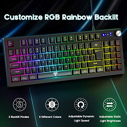 BENGOO Gaming Keyboard, RGB LED Rainbow Backlit Small Gaming Keyboard with 89 Keys and Multimedia Shortcus, Mechanical… - Image 3