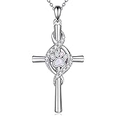 YAFEINI Cross Dog Paw Necklace 925 Sterling Sliver Paw Print Cross Pendant Necklace Pet Animal Necklace Paw Jewelry Gifts for Women