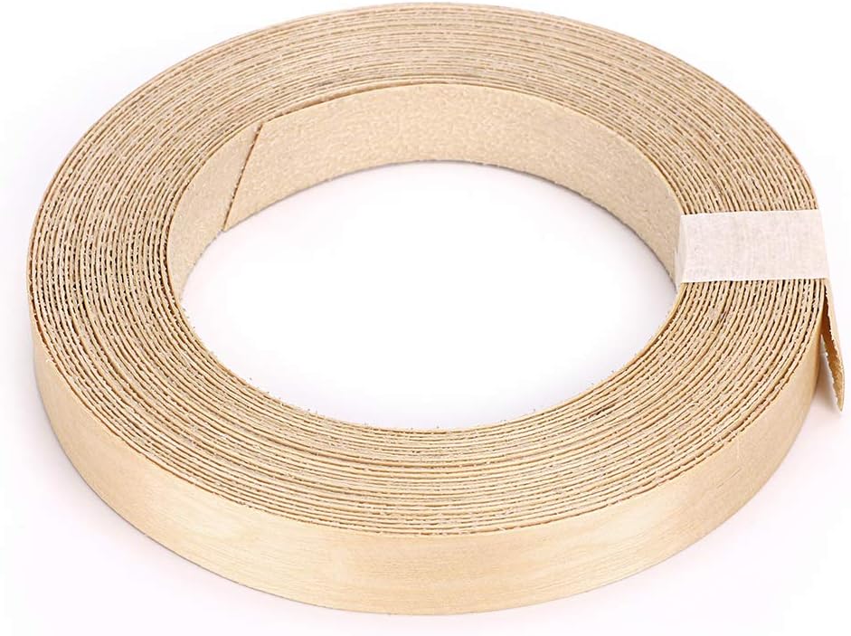 Skelang Birch Wood Veneer, Wood Edging Tape, Iron-on Veneer for Shelf Wardrobe, Door Frame, Desktop, 19mm×15m