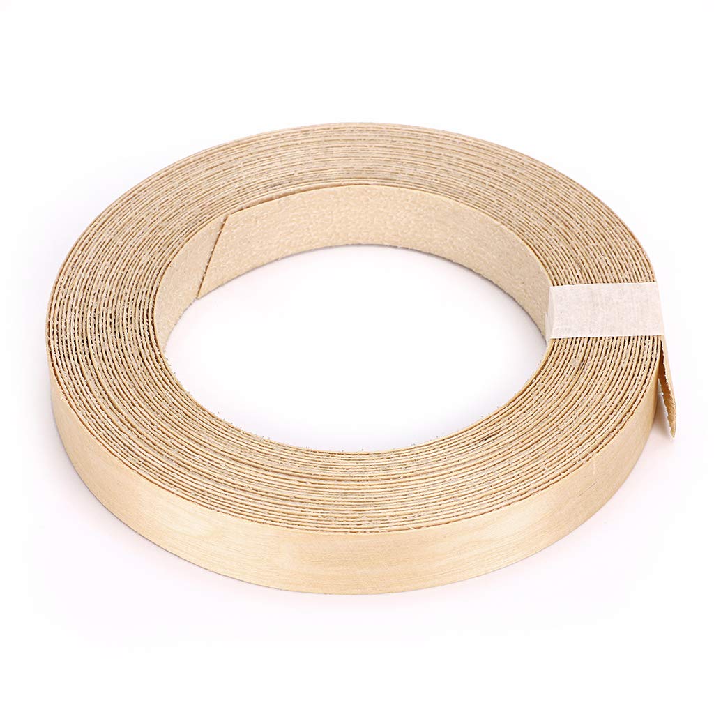 Skelang Birch Wood Veneer, Wood Edging Tape, Iron-on Veneer for Shelf, Wardrobe, Door Frame, Desktop, 19mm×15m