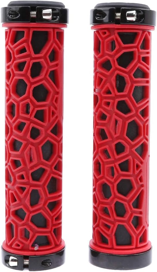 Yinew Water Cube Non-Slip Mountain Bike Bicycle End Cover Cycling Handlebar Grips Bicycle Accessories,Red