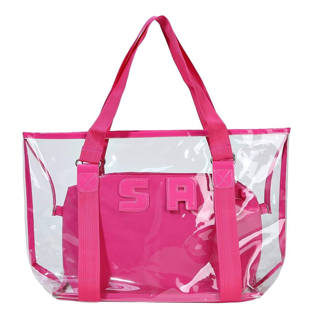 Sumerk 2 in 1 Large Clear PVC beach bag, Waterproof Beach Shoulder Bag Tote Bags - Red