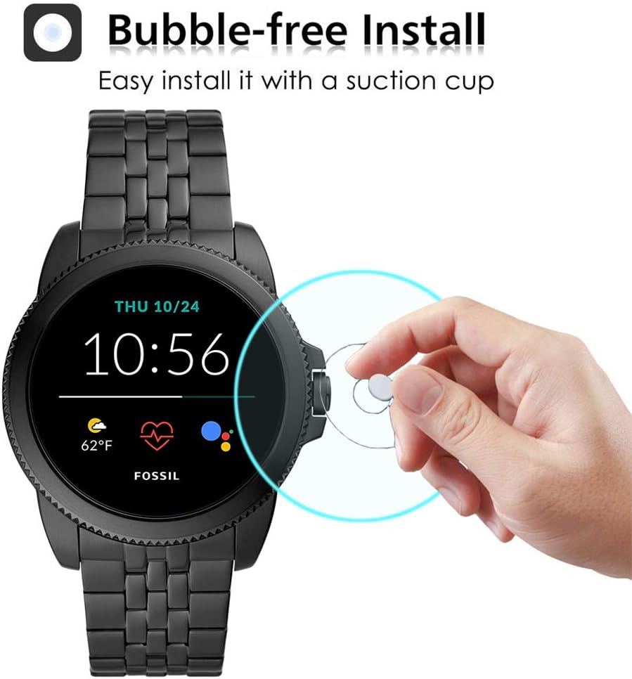 Youniker 4 Pack Compatible with Fossil Gen 5E Screen Protector Tempered Glass for New Fossil Men’s Gen 5E 44mm Smartwatch Screen Protectors Cover Anti-Scratch - Image 5