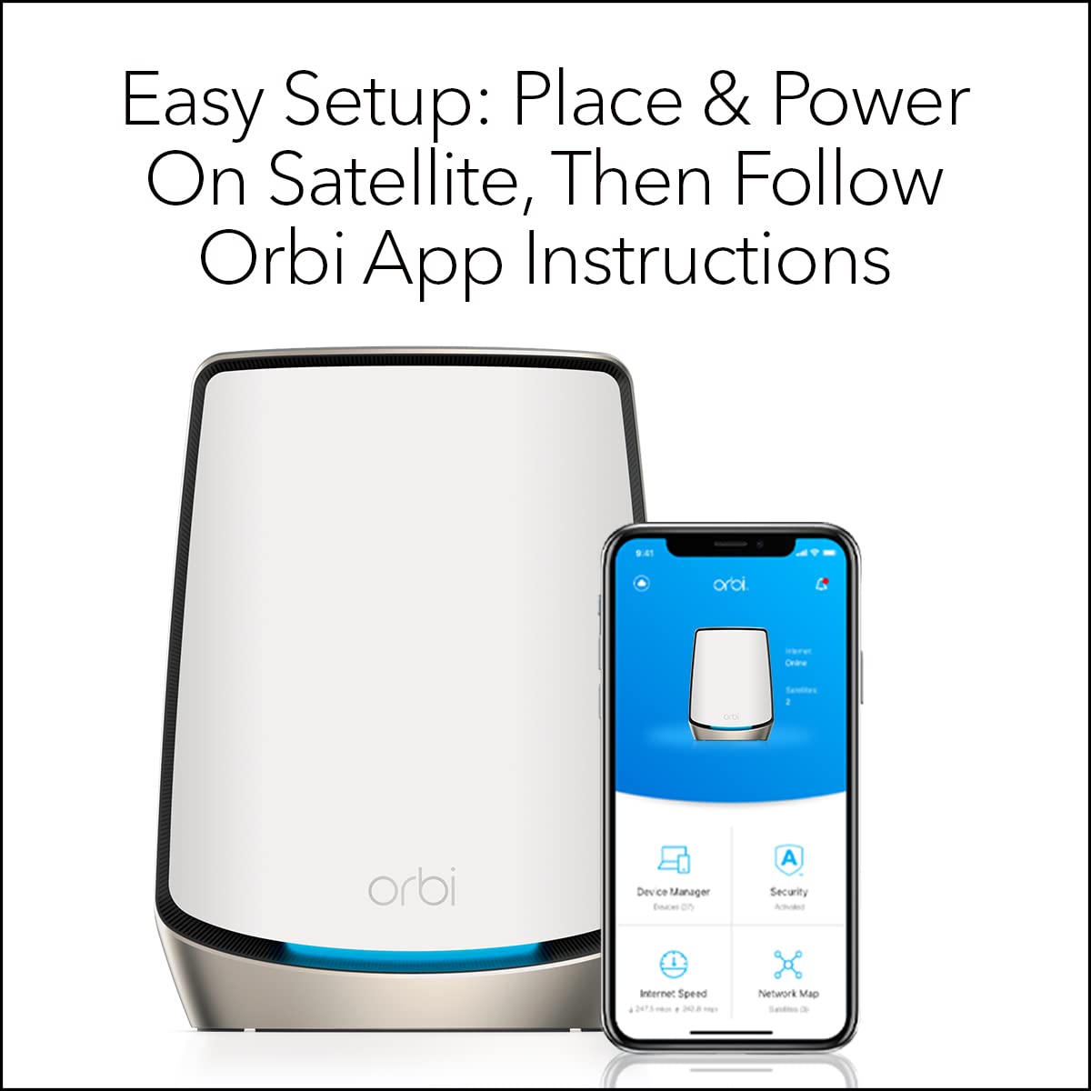 NETGEAR Orbi Tri-Band WiFi 6 Mesh Add-on Satellite (RBS860) - Works with Orbi RBR860S and RBK863S, Adds Coverage Up to 2,700 sq. ft., AX6000 (6Gbps)
