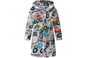 Fraprasty Boys Fleece Robe Hooded Toddler Soft Bathrobe Pajamas Sleepwear for Kids Girls 2-16 Years