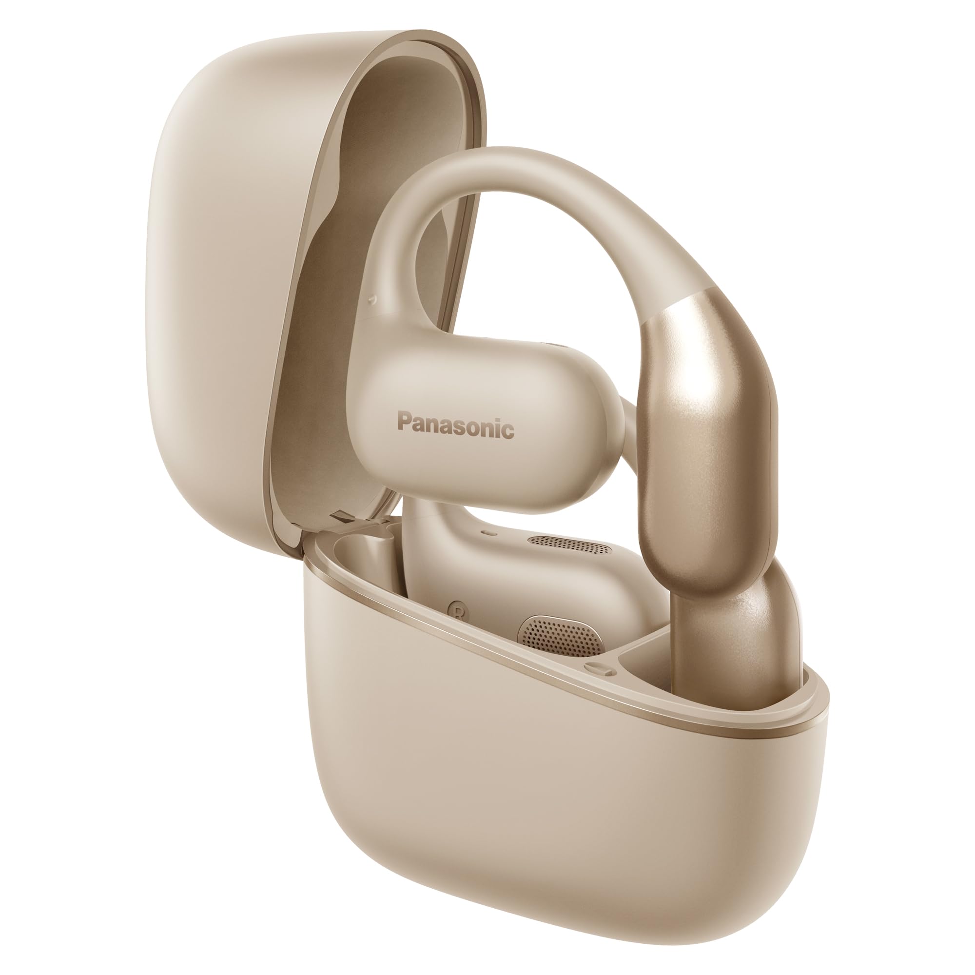 Panasonic RB-F10DE-C Open-Ear kabellose Kopfhörer, Bluetooth 5.4 Kopfhörer mit ENC Mikrofon, 25 Std. Wiedergabe, IPX4 Sport Kopfhörer, Touch-Bedienung, Beige