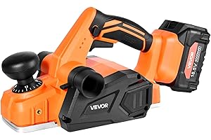 VEVOR Cordless Handheld Planer, 3-1/4-Inch Cut Width, 15000 RPM Electric Hand Wood Planer with 4.0 Ah 18V Lithium Battery, Br