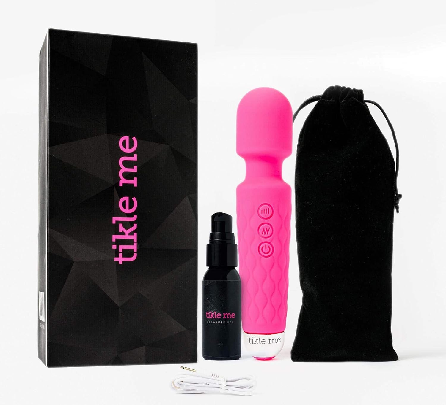 Wireless Wand Massager by TikleMe -Muscle Therapeutic Soother Free Lubricant 8 Powerful Vibrating Speeds 20 Exciting Modes Rechargeable Electric Cordless Portable Waterproof Handheld Massager Pink