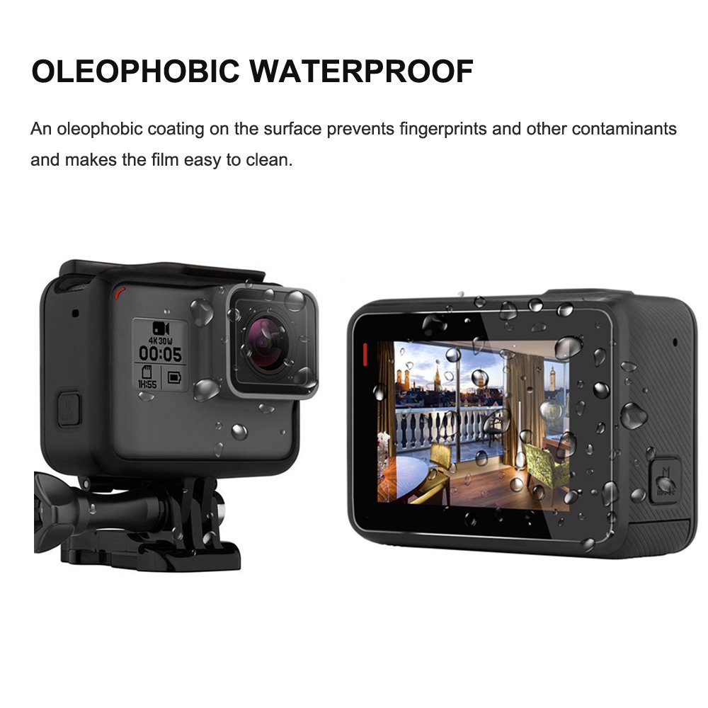 MyArmor 2x LCD & Lens Tempered Glass Screen Protector Skin Film + 2x Lens Silicone Protective Cap Cover with Cleaning Kits for Gopro Hero 5 (Not Suitable for Other Gopro Medels)