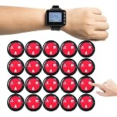 KOQICALL Wireless Waiter Calling System for Restaurant Fast Food Cafe 20 Table Button Features Call/Bill/Cancel Functions 1 Vibration + Buzzer + Light Alert Wrist Watch Pagers with Type-C Port
