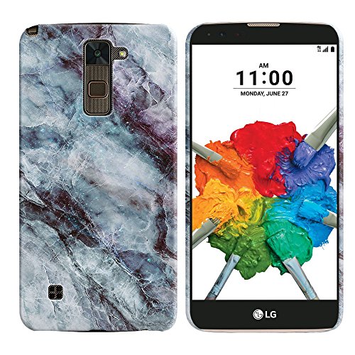 FINCIBO LG Stylus 2 Plus Case, Back Cover Hard Plastic Protector Case Stylish Design For LG Stylus 2 Plus Stylo 2 Plus MS550 - Nebula Blue Black Marble