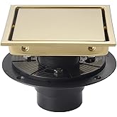 SISEHO 6 Inch Square Invisible Shower Floor Drain Gold, Detachable Bathroom Floor Drain Flange, Insert Tiles for Filtering in The Grille Plate Cover, SUS304 Stainless Steel Wire Drawing