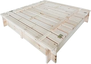 Habau 3022 Sandkasten mit Deckel und Bank, 120x120x20 cm
