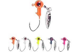 JIATAI FISHING 1/8 oz Jig Heads Freshwater Fishing Lures Jig Head with Eye Ball 25PCS Painted Hooks Fishing Jigs for Bass/Crappie
