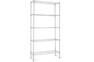 Amazon Basics 5-Shelf Adjustable Heavy Duty Steel Wire Rack Storage Shelving Organizer for Kitchen, Garage, 36" L x 14" W x 72" H, Chrome