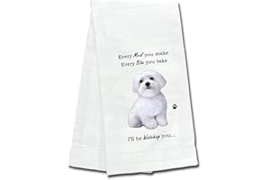 E&S Imports Maltese Kitchen Towel - Soft Highly Absorbent - Maltese Gifts - Dish Towels for Washing Dishes - Tea Towels - Reusable - Quick Drying - 100% Natural Cotton - Towels for Pet Lovers
