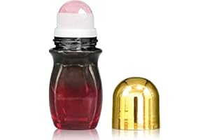 Warmify Refillable Roller Waisted Bottles, Amber Bottle Rose Quartz Roller, 30ml, 30ml Waisted Bottle