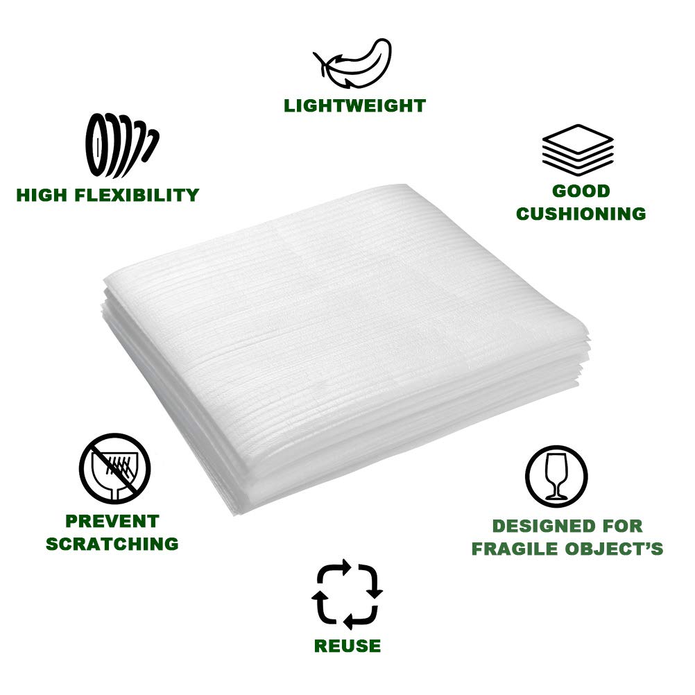 YANSHON 100Pcs 12 x 12 Cushion Foam Sheets for Packing Recyclable Foam